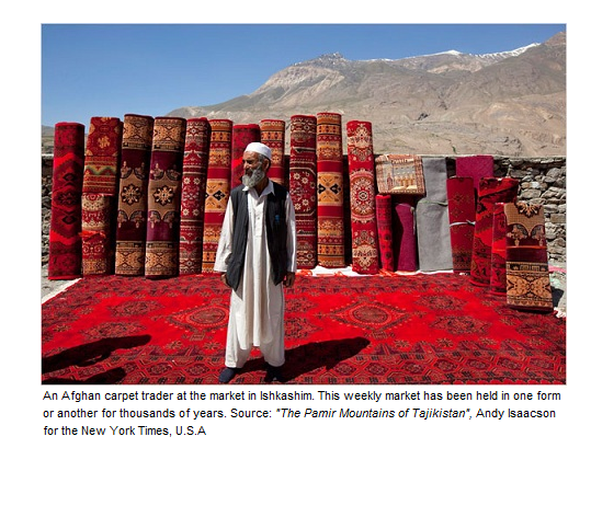 An Afghan carpet trader at the market in Ishkashim